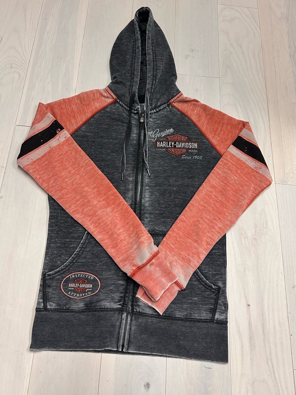 Harley-Davidson Charcoal & Burnt Orange Zip-Up Hoodie